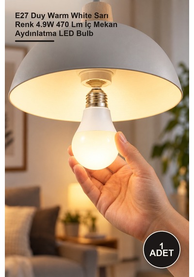1 Adet Led Ampul E27 Duy Warm White Sarı Renk 4.9w 470 Lm İç Mekan Aydınlatma Led Bulb