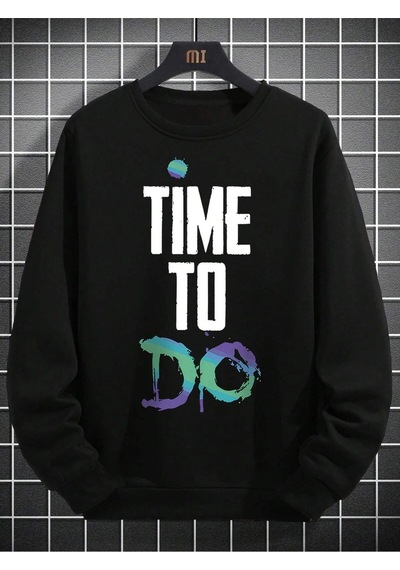 Adrift Slogan Graphic Drop Shoulder Sweatshirt Siyah Siyah