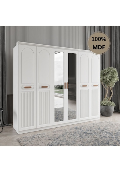 Pera 6 Kapak Mdf Gardırop Beyaz