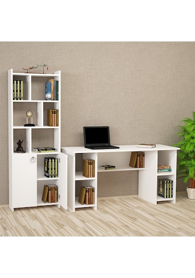 Kalenderdekor1 Kalender Dekor Avel-Twins Mayra 145 Cm Çalışma Masası Takımı 01 Beyaz