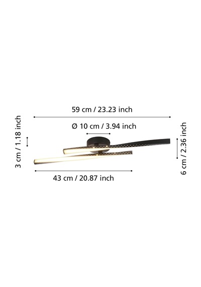 75685 Iç Mekan Adeje Siyah Renk Alüminyum, Çelik Led Tavan Lambası Ip20 Max: 8w En: 59 Cm Diğer