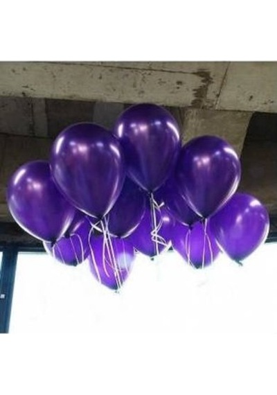 100 Lü Adet Metalik Parlak Sedefli Lateks Koyu Mor Renkli Balon