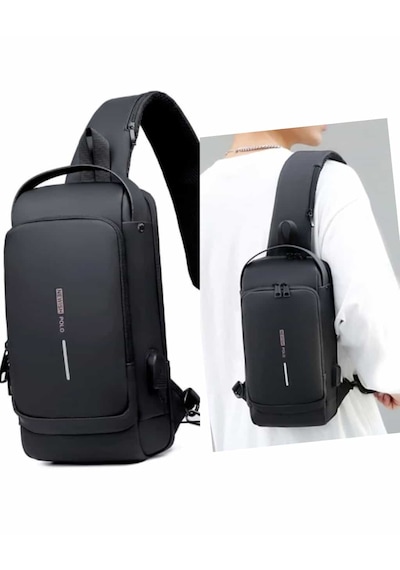 Newish Polo Uziko Çapraz Sırt Çantası-body Bag Usb Ve Kulaklık Çı Siyah