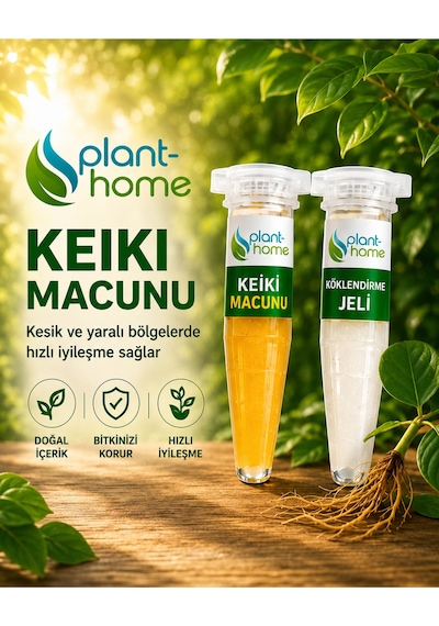 Bitki Bakım Seti 4'lü Keiki Macunu + Köklendirme Jeli + Bloom + Power Mix Bitki Besini / 1 Adet 0.75 Lt 12 Pot Üretim Saksısı Hediye 1 L