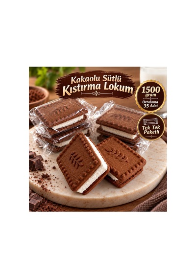 Kakaolu Bisküvili Ve Sütlü Lokumlu Kıstırma Lokum 1500 Gr