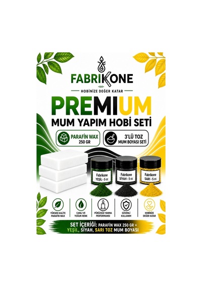 Premium Mum Yapım Hobi Seti - Parafin Wax 250 Gr - 3'lü Toz Mum Boyası Seti - Yeşil, Siyah, Sarı Bkfabpw2503yssr Karışık