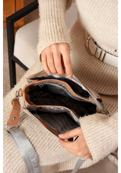 Just Polo Kadın Kabartma Baskılı El Ve Omuz Çantası Shoulder Bag Gri