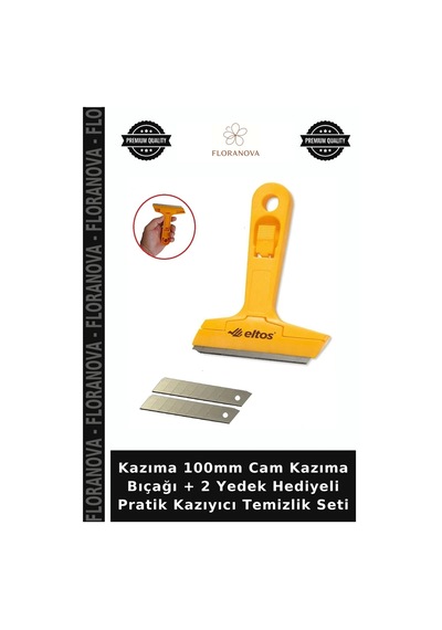 Kazıma 100mm Cam Kazıma Bıçağı + 2 Yedek Hediyeli Pratik Kazıyıcı Temizlik Seti
