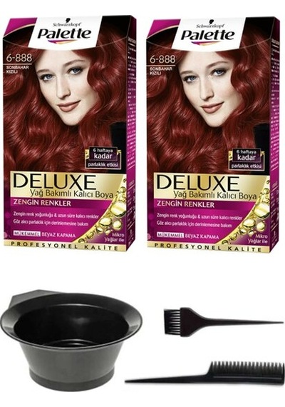 Palette Deluxe Saç Boya 6 - 888 Sonbahar Kızılı 2 Li+Boyama Seti