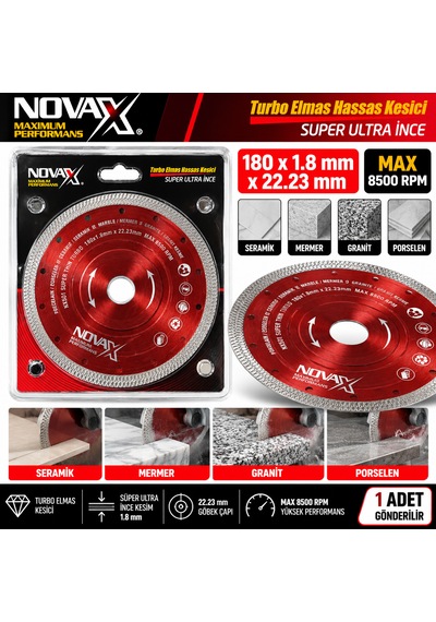 Turbo Elmas Hassas Kesici 180 X 1.8 Mm X22.23 Mm Granit Seramik Porselen Mermer Keser