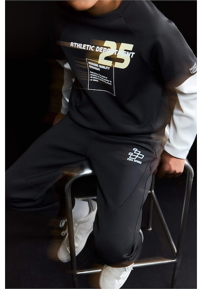 Defacto Erkek Çocuk Oversize Geniş Kalıp Bisiklet Yaka Baskılı Skuba Dalgıç Kumaş Sweatshirt G6140a826spbk81 Siyah-bk81