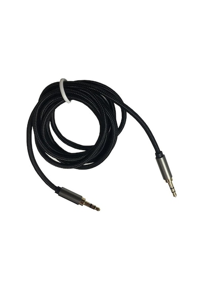 Aux İp Örgülü Ses Kablosu Siyah Renk 1 Metre 3,5 Mm Jack - Aux To