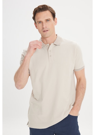 AC&Co / Altınyıldız Classics Altinyildiz Classics Erkek Safari Slim Fit Dar Kesim Polo Yaka %100 Pamuk Tişört 4A4820200001SAFXXL Krem