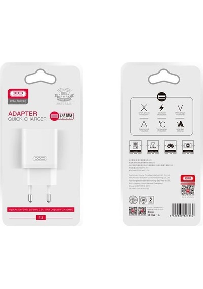 L99 Usb-a Çıkışlı Şarj Başlıklı Lightning Kablolu Fast Hızlı Duvar Tipi Şarj Aleti Seti