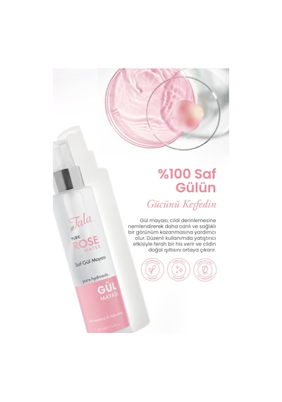 Tala Gül Mayası Gözenek Sıkılaştırıcı Aydınlatıcı Ve Arındırıcı %100 Saf Gül Suyu Tonik 100 ML