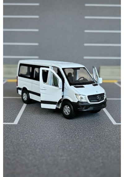 Craftivio Beyaz 1:43 Ölçek Die Cast Kapıları Açılır Lisanslı Mercedes Sprinter Oyuncak Metal Model Araba Çok Renkli
