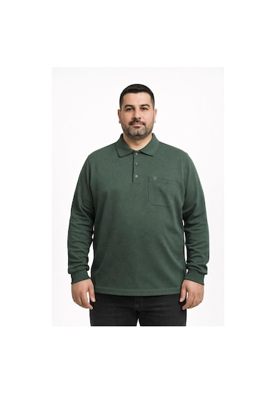 Classics Men Simenti Büyük Beden Erkek Polo Yaka Sweatshirt - 7564 Yeşil