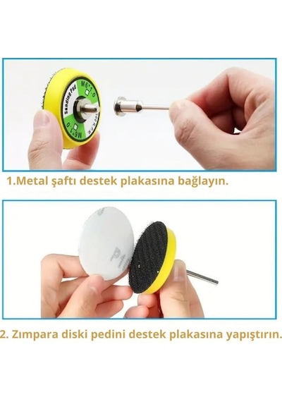 52 Parça Mini Cırt Zımpara Pimli Matkap Gravür Uyumlu 3.2 Mm Zımpara Seti