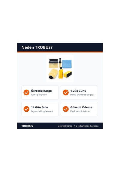 Trobus Şampuan Fırça Bez Sünger Eldiven Dahil Oto Yıkama Ve Temizlik Bakım Seti