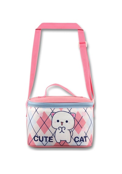 Ümit Çanta Termoslu/ısı Yalıtımlı Beslenme Çantası - 5025 - Love Cute Cat, Beyaz Pembe Kız Çocuk Beyaz - Pembe