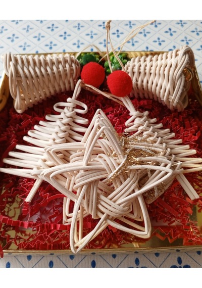 Noel Hediye Seti Agaç Süsleri 6 Lı Set Kutulu Hediyelik Bambu 10cm
