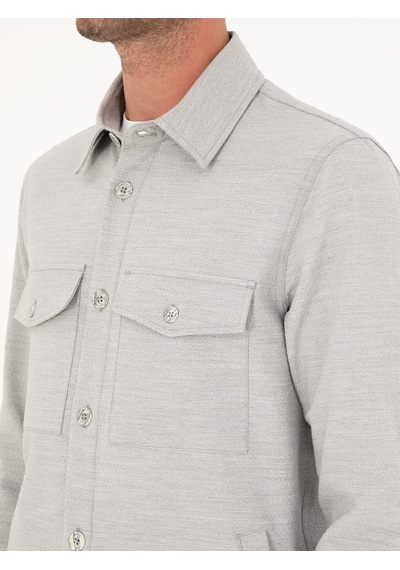Cacharel Gri Slim Fit Ceket Gömlek