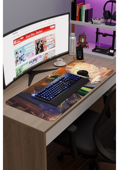 Nefer Genshin Impact Anime Oyuncu V2 - 90x40 Xxl Gaming Mouse Pad Fare Altlığı