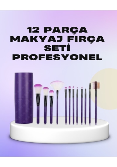 Ergonomik Saplı Fiber Kıllı 12'li Makyaj Fırça Takımı Göz Ve Ten Makyajı İçin Uygun 96673622