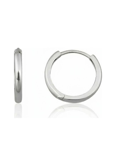 14 Ayar Altın Bombeli Mini Boy Halka Küpe Gizli Kilit 1 Cm Çift Beyaz Altın Beyaz 1,2 Cm