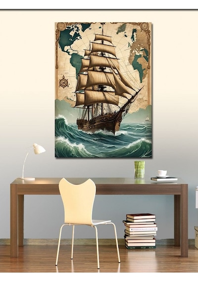 Kanvas Tablo Yelkenli Gemi Macerası 100cmx140cm