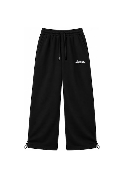 Zaee Supra Nakışlı Ayarlanabilir Paça Baggy Eşofman Altı Siyah