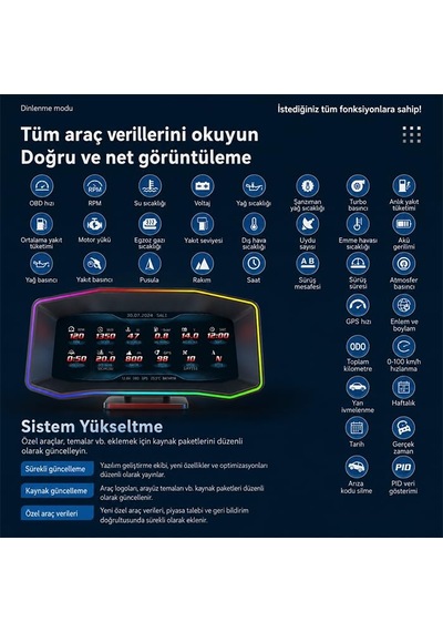 P4 Obd2 + Gps Head Up Display Hud, Dijital Hız Göstergesi, Sıyah