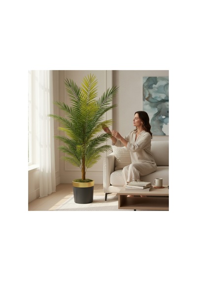 180 Cm Yapay Areka Siyah Gold 30x30 Dekoratif Ağaç