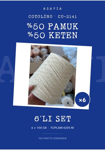 Lana Gatto Cotolino Örgü İpi 6'lı Set 6 X 100 Gr %50 Pamuk %50 Keten Co-2141