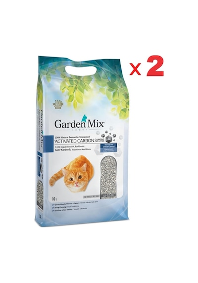 Aktif Karbonlu 2'li Paket İnce Taneli Bentonit Kedi Kumu 10 Lt