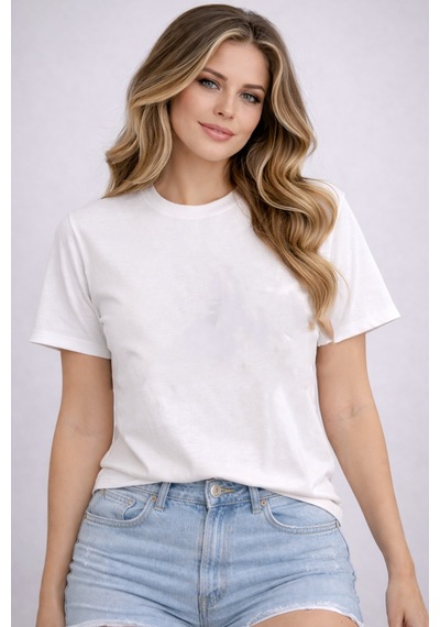 Herkesemoda Düz Basic T-shirt Beyaz