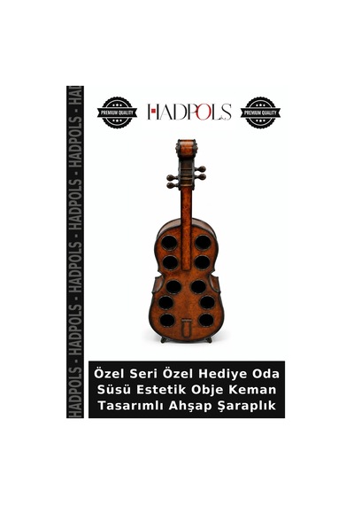 Özel Seri Özel Hediye Oda Süsü Estetik Obje Keman Tasarımlı Ahşap Şaraplık