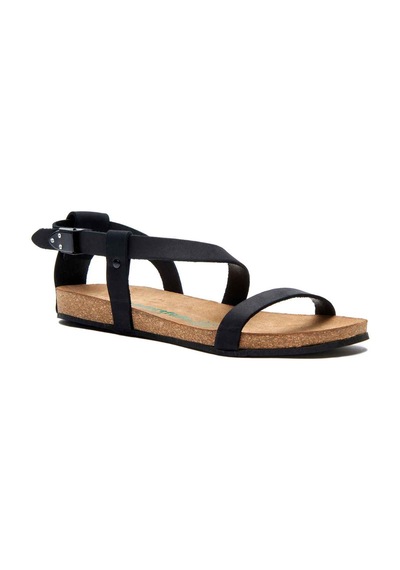Comfortfusse Grady - Kadın Ortopedik Hakiki Deri Sandalet Siyah Nubuk Deri