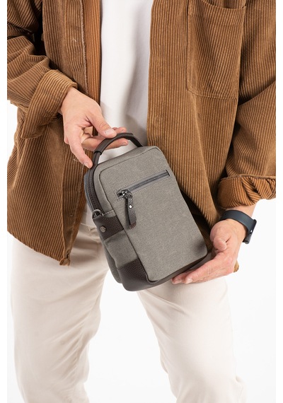 M 422 Mega Bag Erkek Portföy Omuz Çantası Gri-kahve