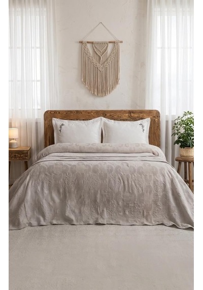 Şaheser Home Collection Yatak Örtüsü Çift Kişilik Anita Bej Çok Renkli