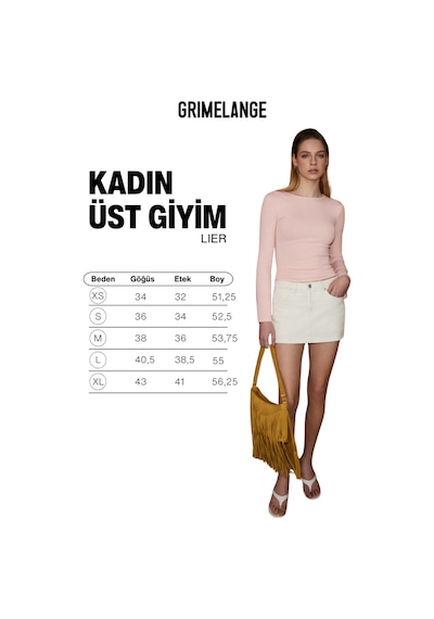 Grimelange LIER Kadın Yumuşak Ve Esnek Kumaşlı Geniş Kollu Vucuda Oturan Pembe Bluz