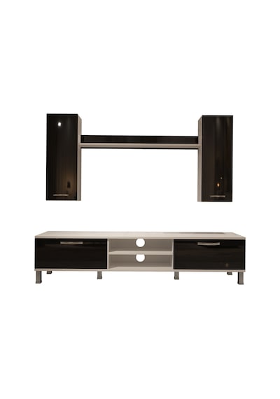 Decoraktiv Eko 5d Mdf Dvd Krom Ayaklı Tv Ünitesi Tv Sehpası Beyaz - Siyah