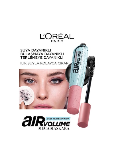 L'Oreal Paris Air Volume Mega Easy Waterproof Suya Dayanıklı Maskara Siyah