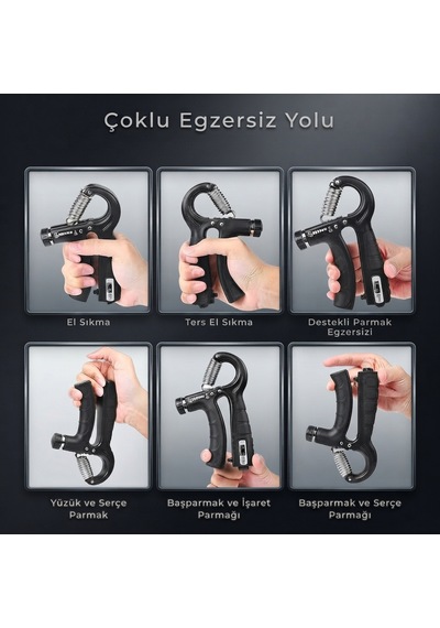 Ayarlanabilir Sayaçlı El Yayı Bilek Ön Kol Kavrama Güçlendirici Siyah