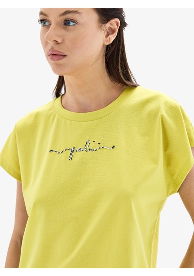Kadın Crop T-shirt 60627 - Sarı Sarı