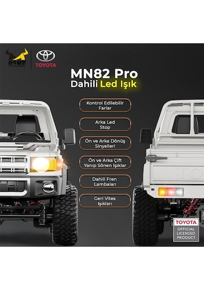 Mn Model Mn82 Pro 1/12 Toyota Land Cruiser Lc79 4wd Rc Model Crawler Offroad Truck Uzaktan Kumandalı Araba Rtr Lisanslı Gümüş+dahili Işık Seti