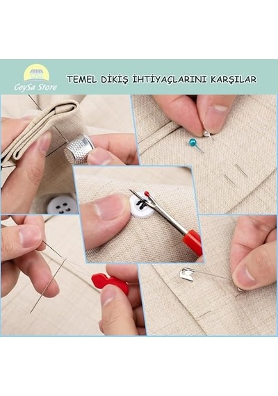Dikiş Seti - Taşınabilir Mini Acil Durum Ve Seyehat Dikiş Kiti İplik, İğne, Makas, Mezura Dahil Seyahat Ve Ev Kullanımı İçin Kadın & Erkek Seti Set-3