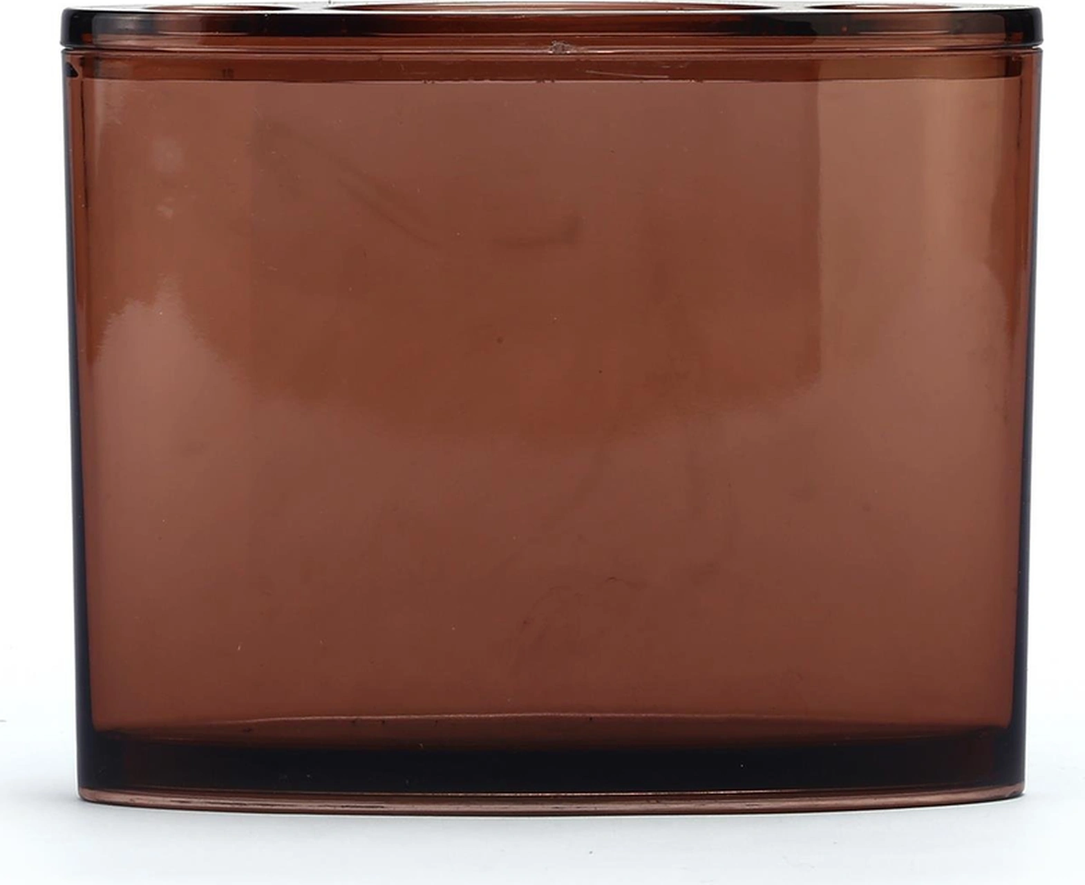 2 Adet Diş Fırçalık Oval Kahverengi Akrilik 13x5x10cm Banyo Seti Çok Renkli