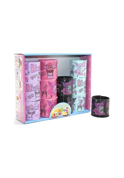 Kuromi Baskılı Magic Spring Stres Yayı - Standlı Mor Ve Siyah Renk 12'li Seti Alk3987