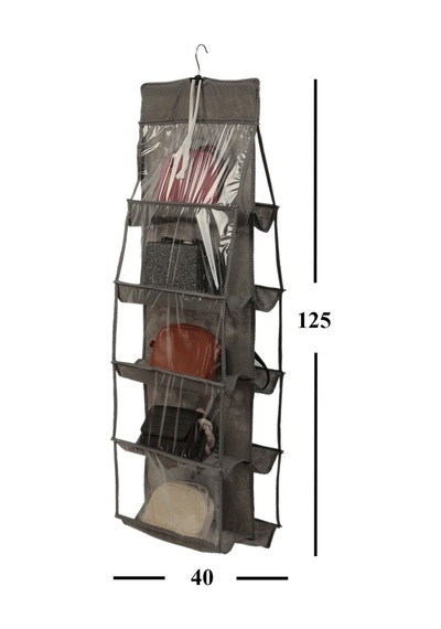 Çanta Düzenleyici Askılı Dolap Içi 10 Cepli Organizer Gri Kumaş 45 X 125 Gri Tr Diğer